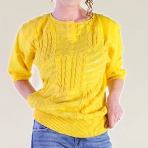 Vintage Lightning Yellow Sweater Top Glam Shirt